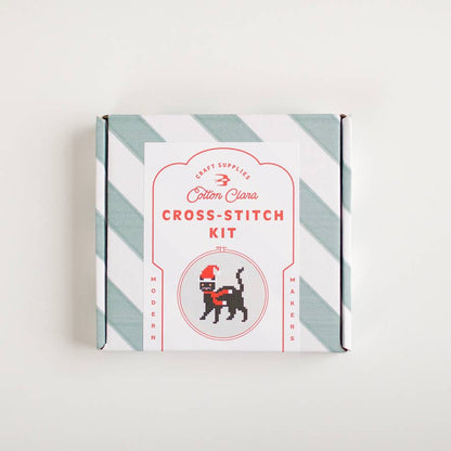 Christmas Cat Beginner Counted Cross Stitch Kit