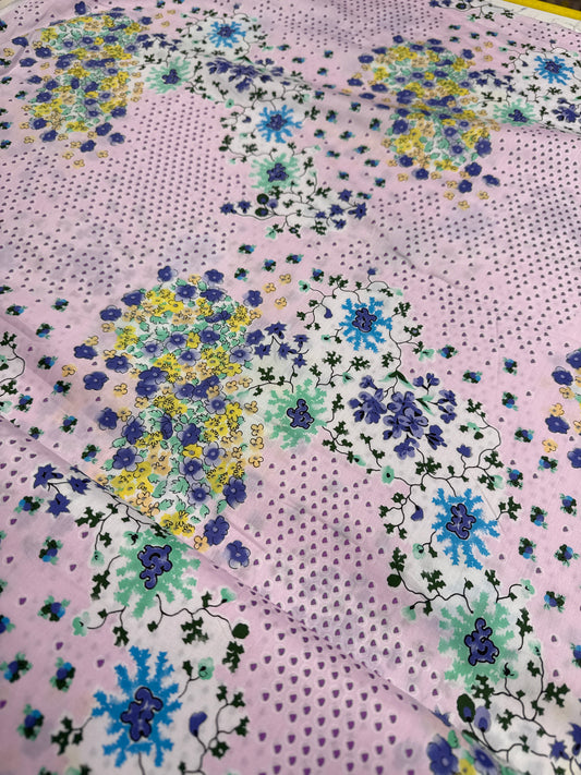 Hearts and Flowers Lilac Cotton