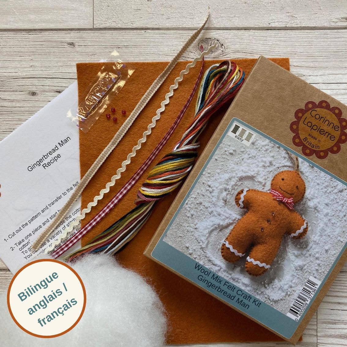 Gingerbread Man Felt Craft Mini Kit: English