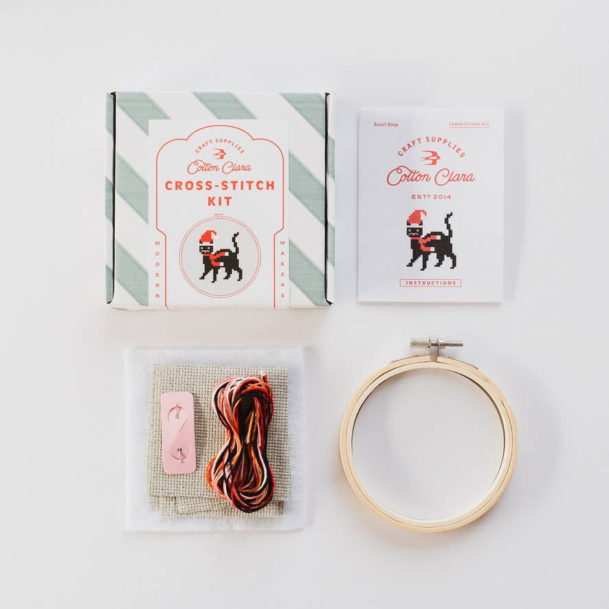 Christmas Cat Beginner Counted Cross Stitch Kit