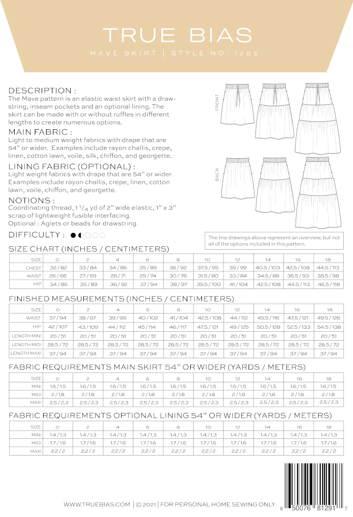 True Bias Mave Skirt Pattern