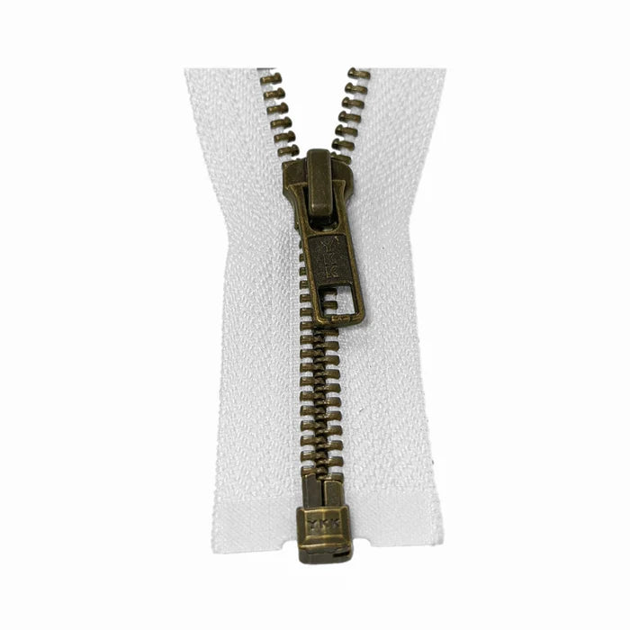 White Metal YKK Zip