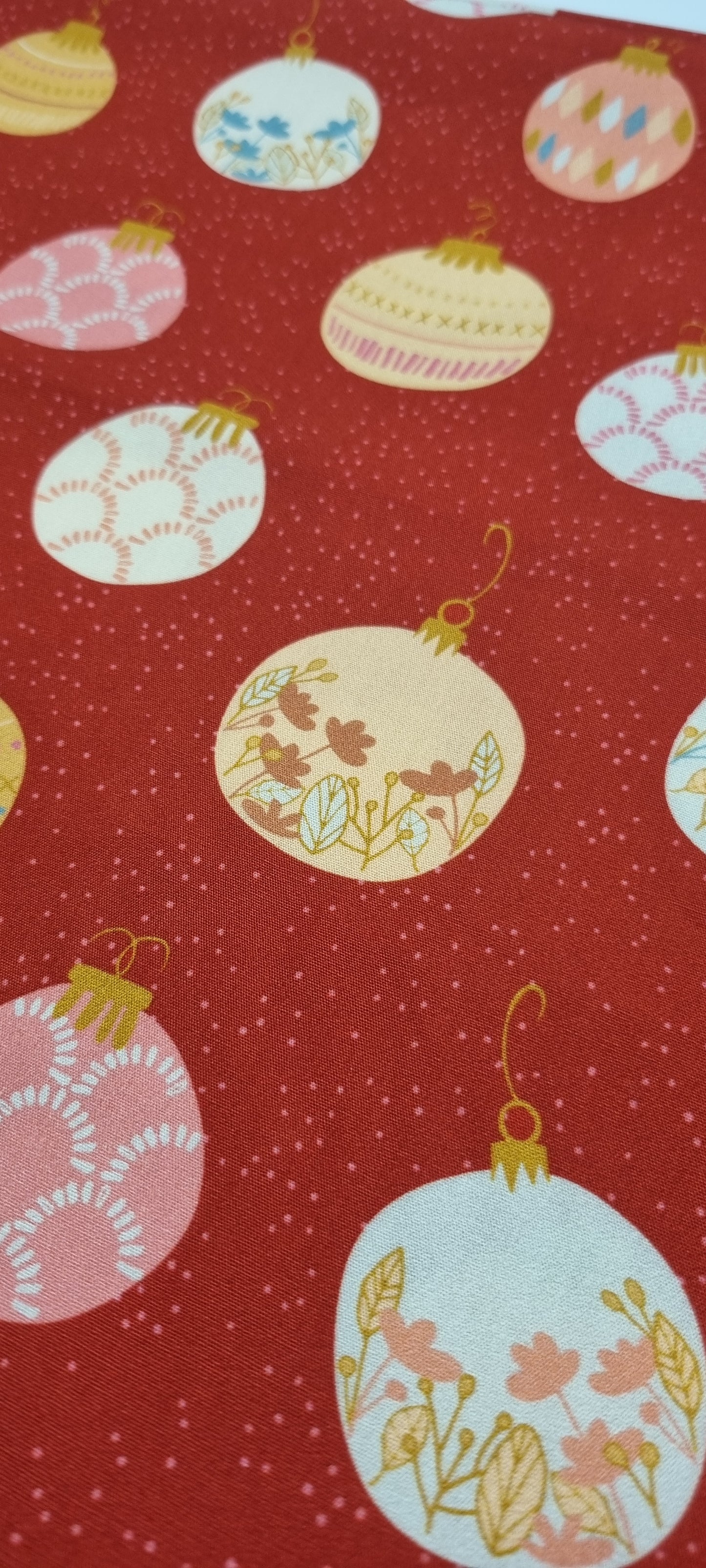 Art Gallery Fabrics, Red Christmas Baubles - Cotton SS15