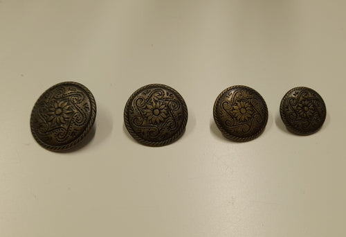 Bonfanti Antique Metal Shank Buttons, 15mm, 18mm, 20mm, 22mm