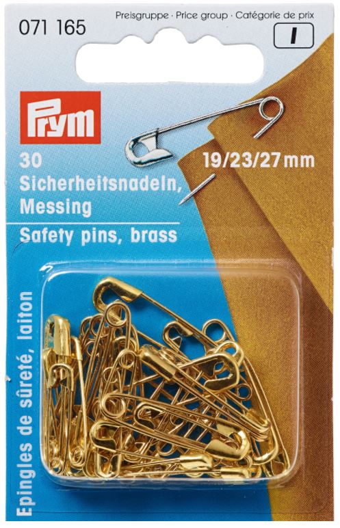 Prym Assorted Brass Safety Pins 30 Pack 