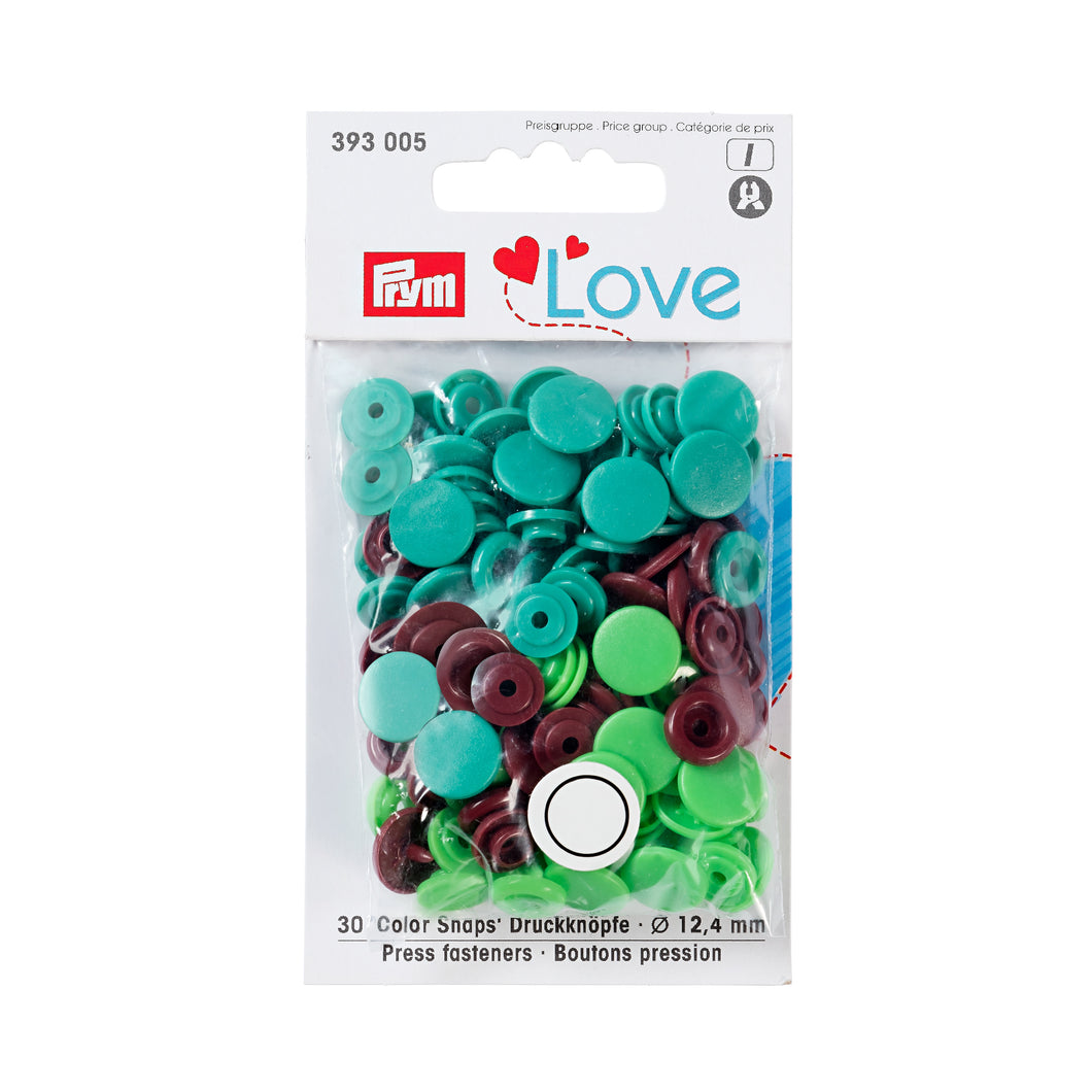 Prym Colour snap fastener - Prym Love - 12.44 mm - green, light green, brown