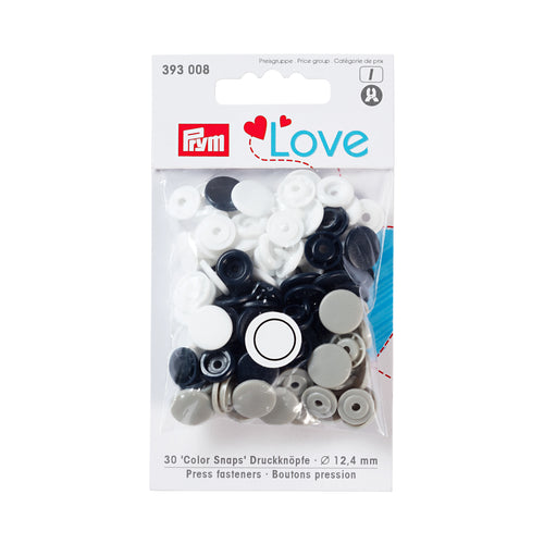 Prym Colour snap fastener - Prym Love - 12.44 mm - Navy blue, grey, white