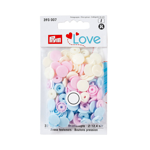 Prym Colour snap fastener - Prym Love - 12.44 mm - baby pink, baby blue, pearl