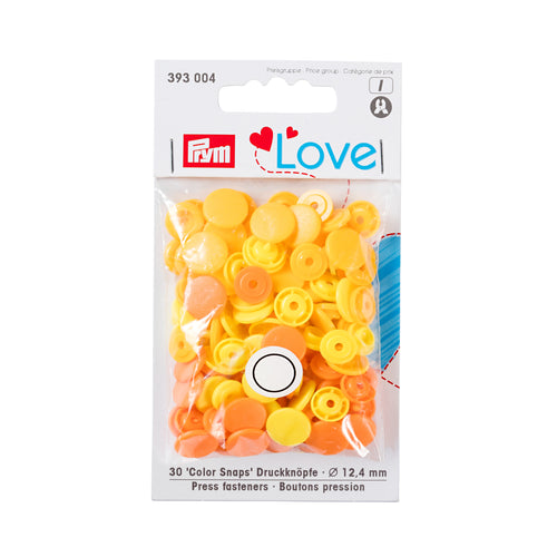 Prym Colour snap fastener - Prym Love - 12.44 mm - light yellow, yellow, orange