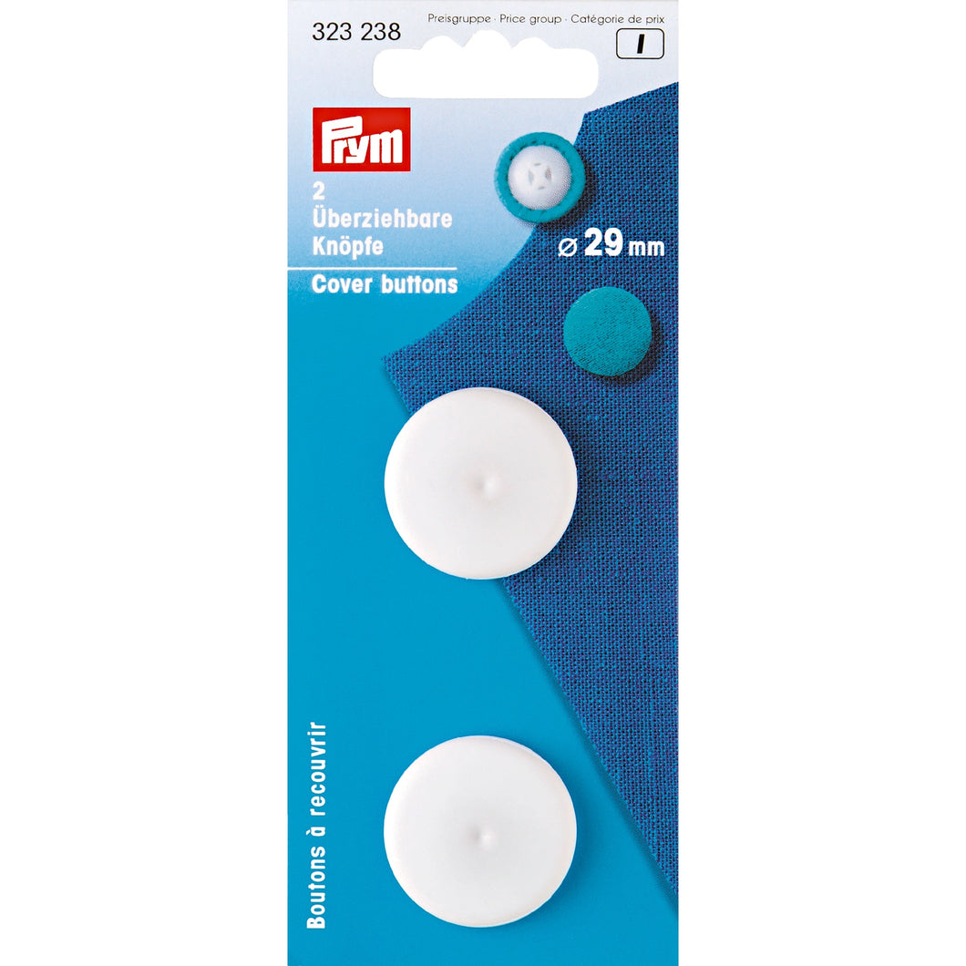 Prym cover buttons white 29mm 2 pack