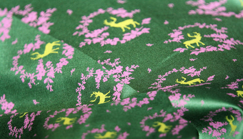 Green and Purple Stag Print Cotton Sateen