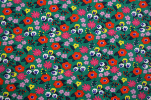 Vibrant Green/Multi Floral Print - Cotton Jersey