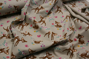 Bambi Print, light brown - Cotton Jersey