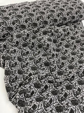 Silver Grey and Black Rose - Polyester Jacquard