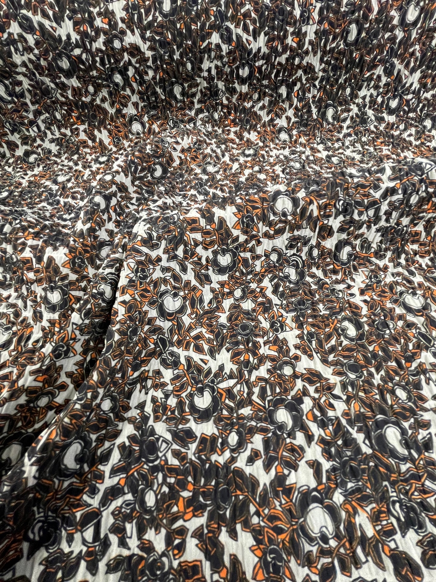 Tan, Brown and Black Autumnal Print- Crinkle Polyester