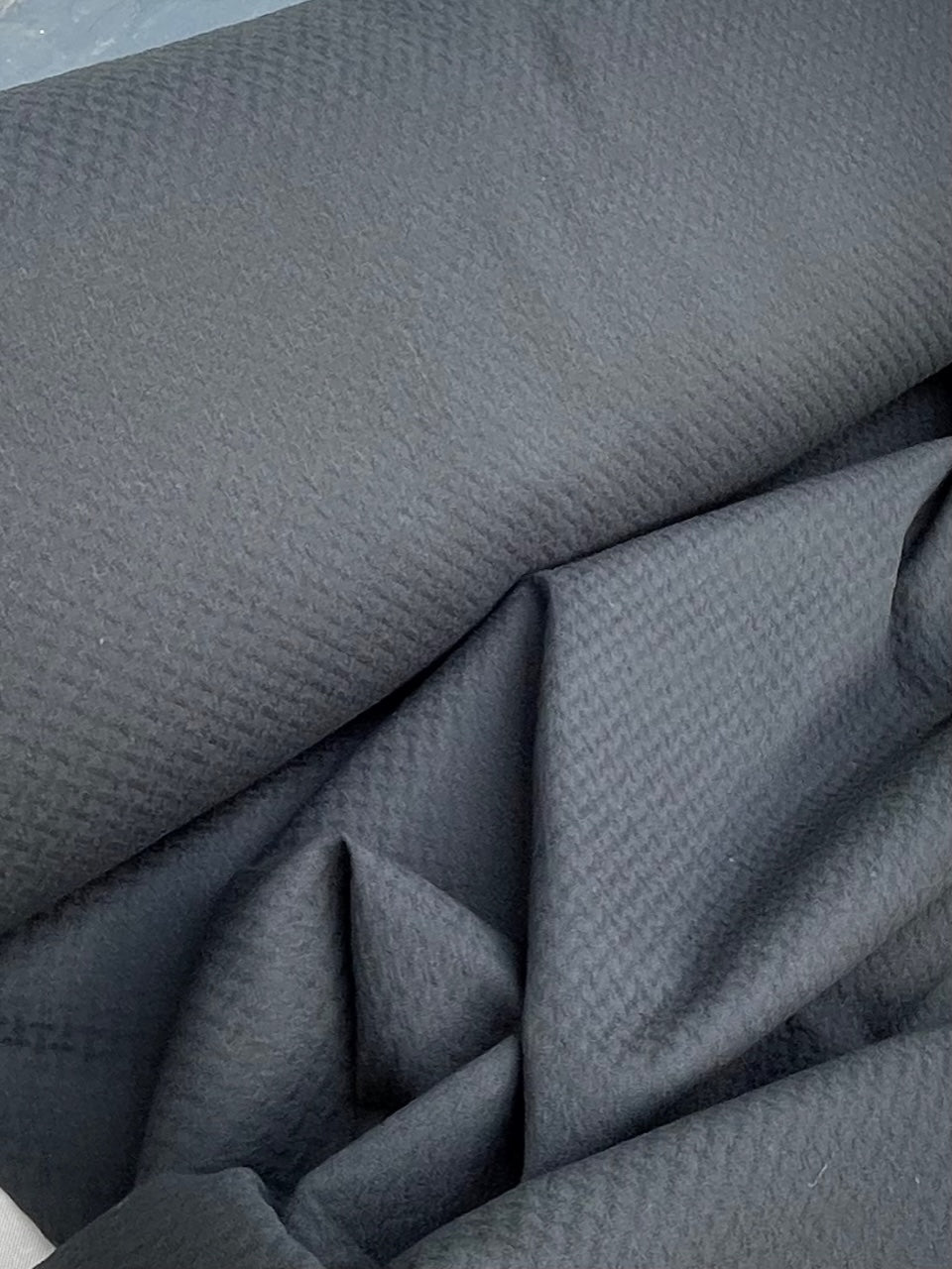 Black Textured Woven Cotton with Stretch