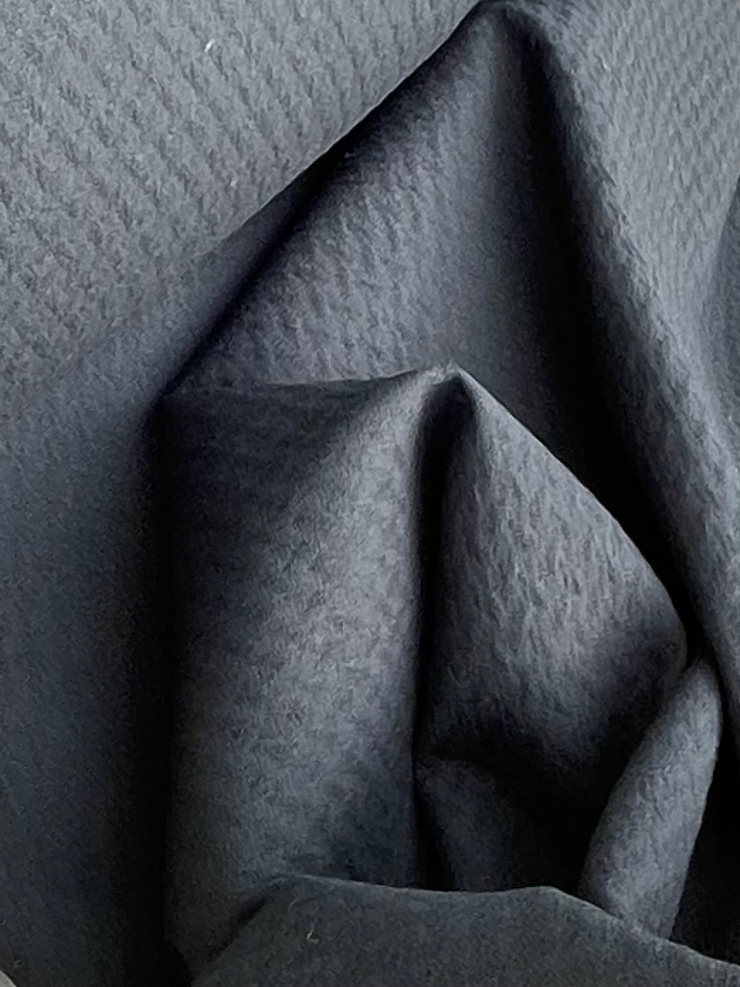 Black Textured Woven Cotton with Stretch