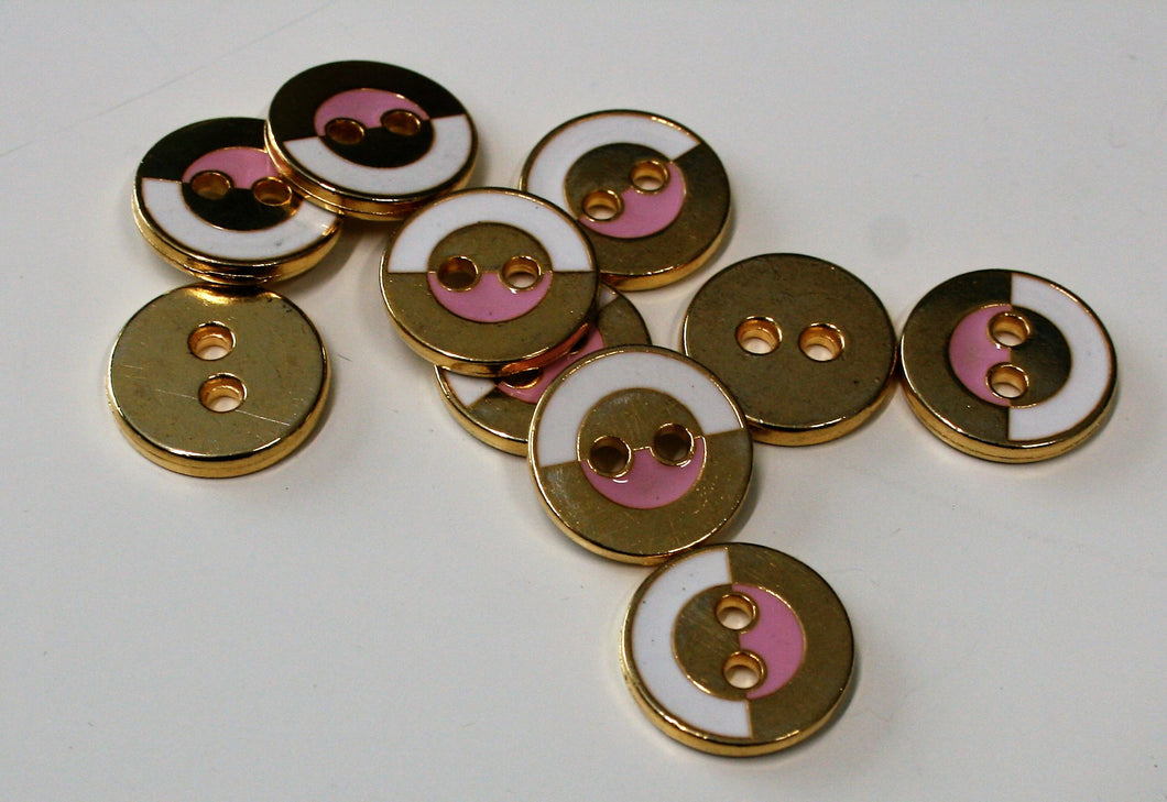 Pink/White/Gold 60's style Bonfanti Buttons