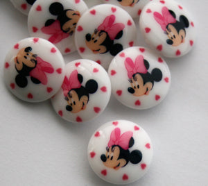 Minnie Mouse White Background Disney Button - 15mm