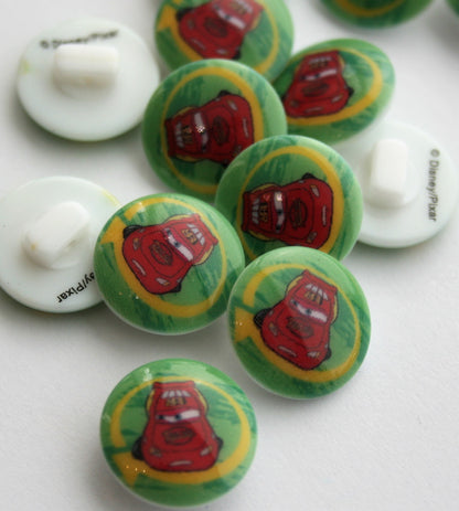 Lightning McQueen Green Background  Disney Button - 15mm