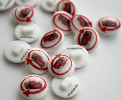Lightning McQueen Red Arrow Disney Button - 15mm