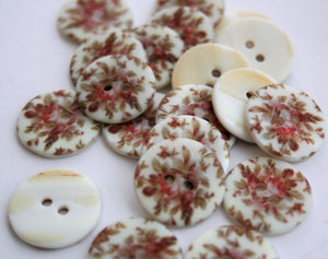 Printed Vintage Floral Shell Buttons