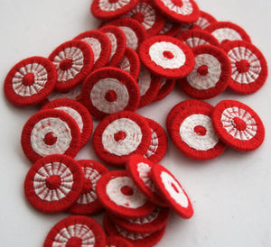 Red Thread Wheel Vintage Buttons