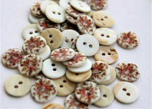 Printed Vintage Floral Shell Buttons