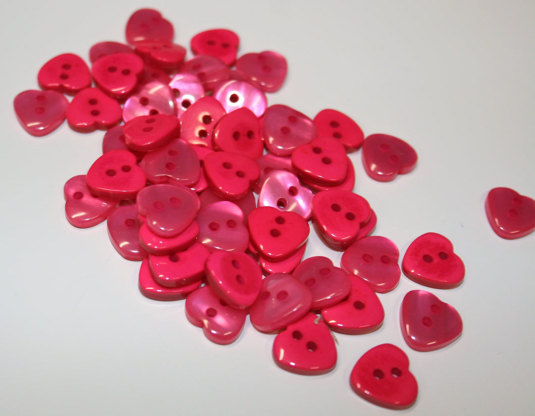 Pink Pearly Heart Buttons