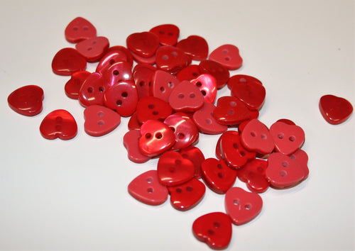 Red Pearly Heart Buttons