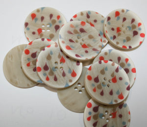 Raindrop Printed Matte Buttons