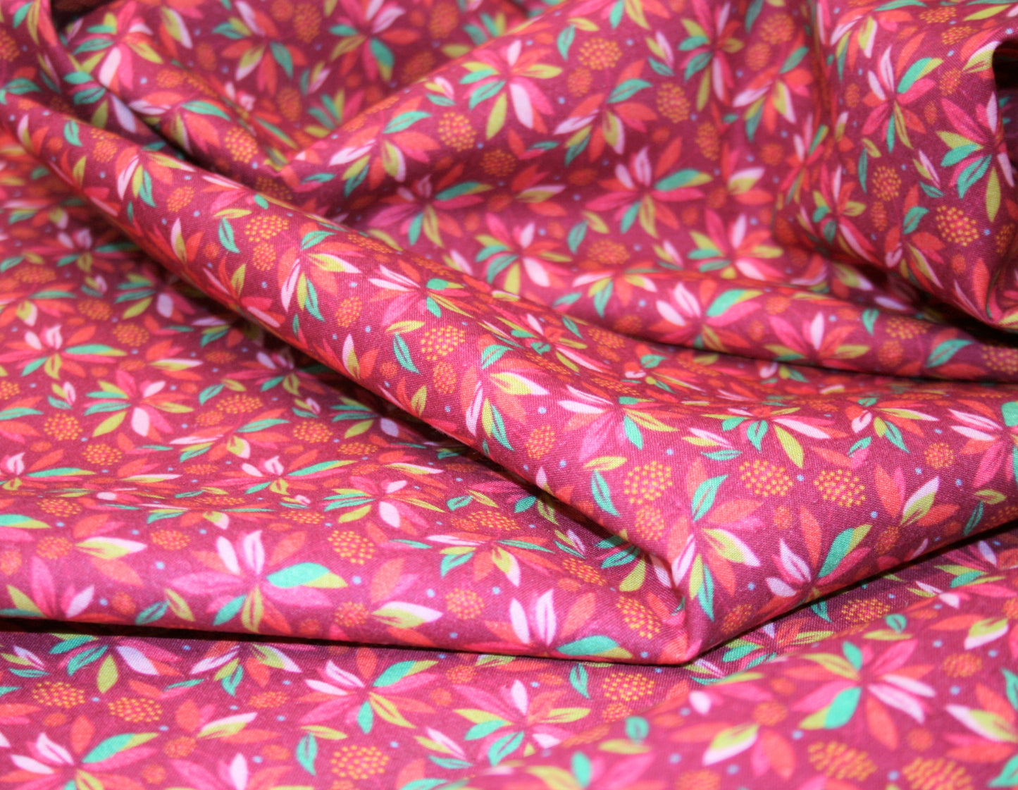 Raspberry Pink Floral Print - Organic Cotton SW36