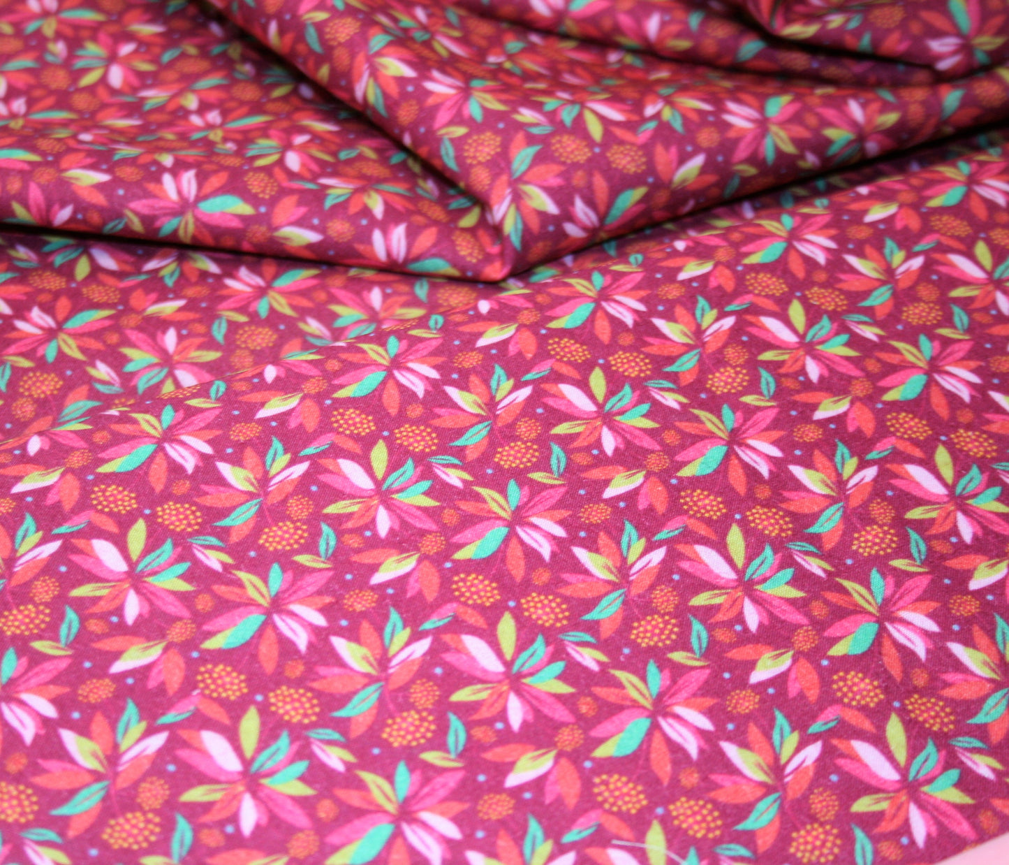 Raspberry Pink Floral Print - Organic Cotton SW36