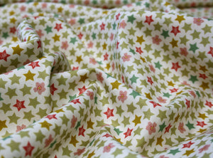 Stars and Blossom, pink and green - Organic Cotton