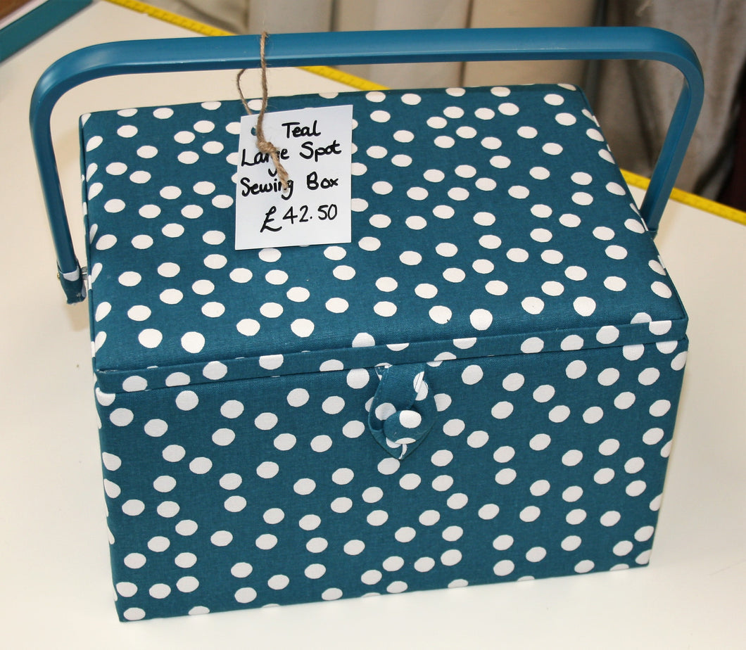 Sewing Basket - Storage Box - Large - Teal Spot