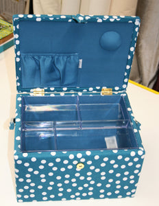 Sewing Basket - Storage Box - Large - Teal Spot