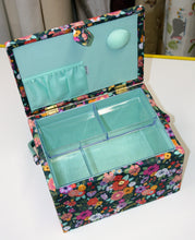 Sewing Basket - Storage Box - Large - Teal Floral