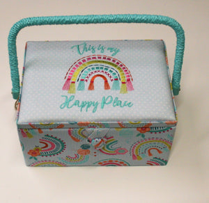 Sewing Basket - Storage Box - Medium - Happy Place Rainbows