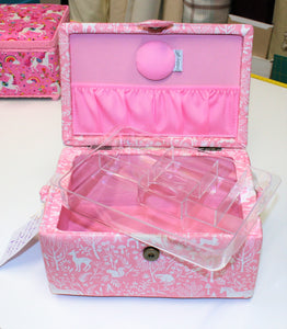 Sewing Basket - Storage Box - Medium - Pink Woodland Creatures