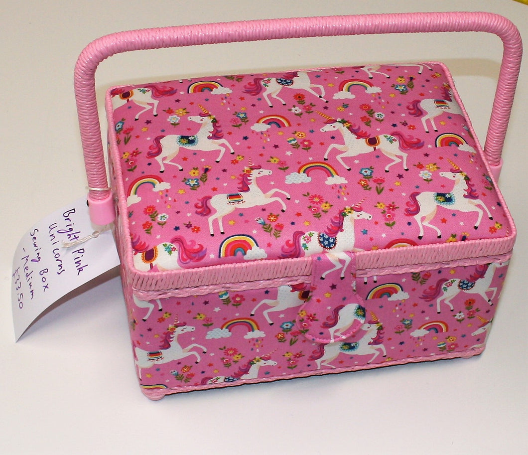 Sewing Basket - Storage Box - Medium - Candy Pink Unicorns