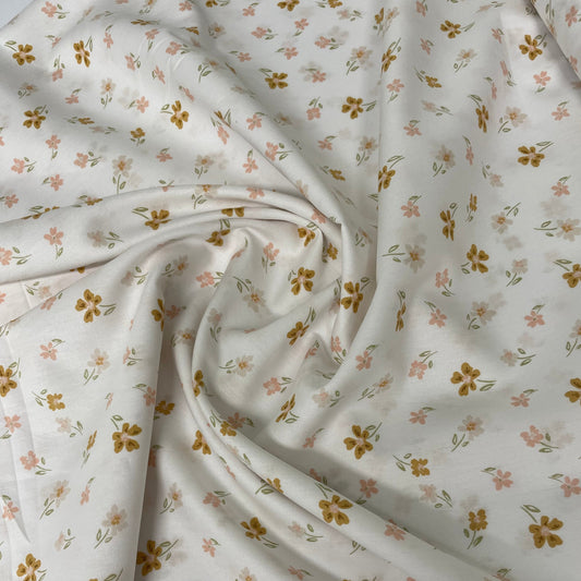 Cream, Blush and Beige Floral - Cotton Poplin