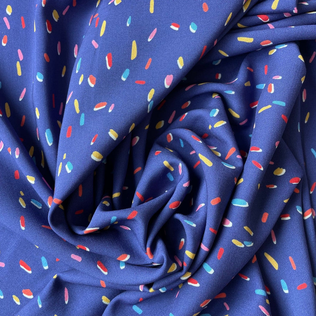 Cobalt Blue Sprinkles Viscose Challis Lady McElroy