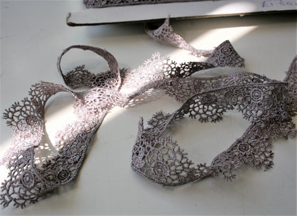 Grey Guipere Lace Trim