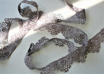 Grey Guipere Lace Trim