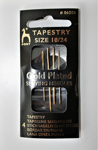 Gold Plated Tapestry Needles - 4 pack - Size 18/24 - Pony