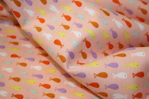 Pink Multi Colour Little Fish Print Cotton