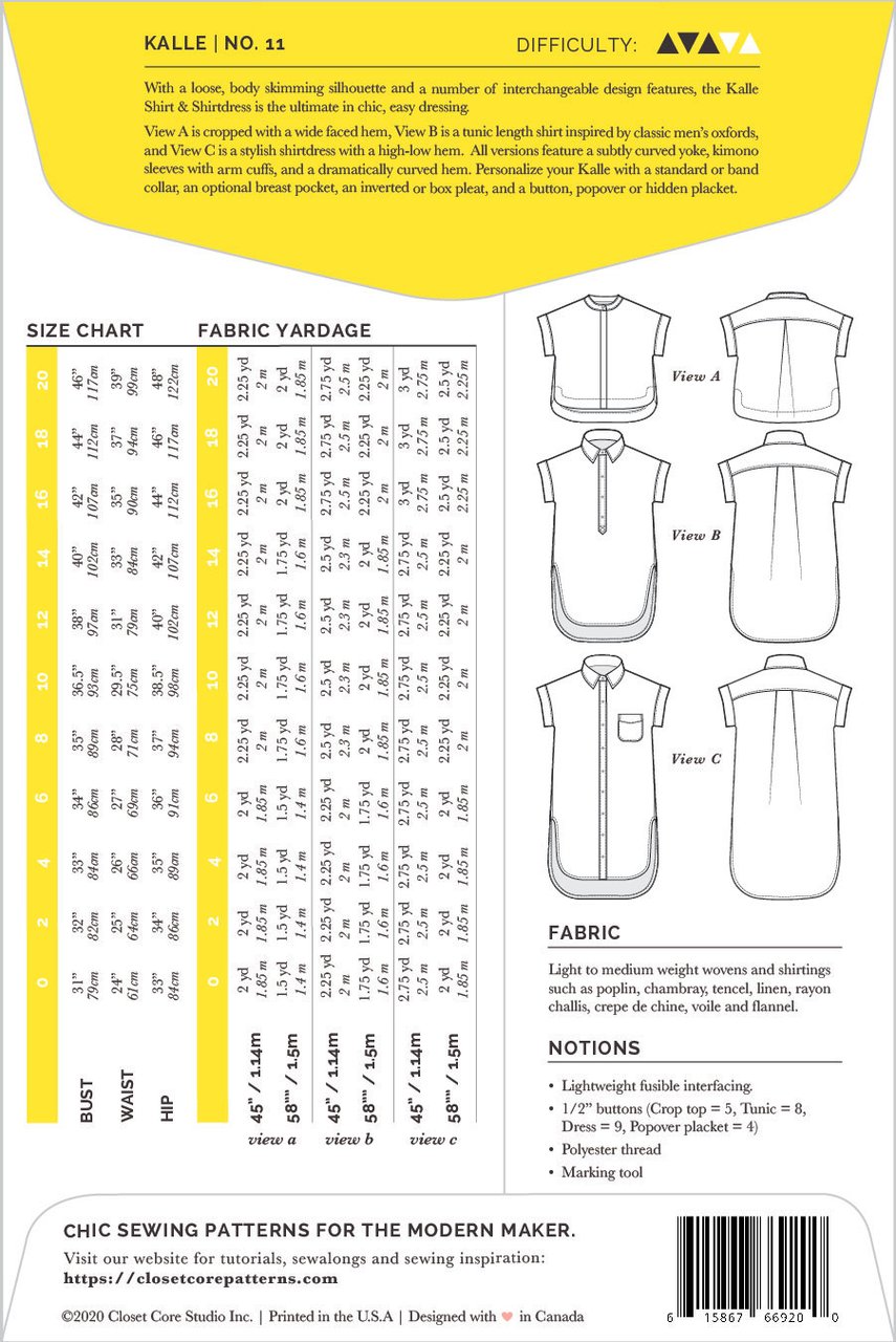Kalle Shirt & Dress No.11 - Closet Core Patterns