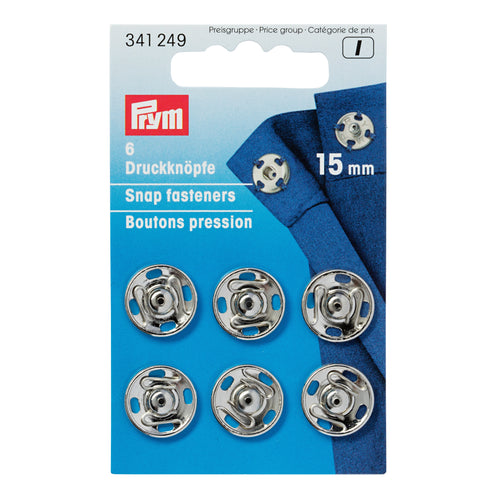 Snap fasteners - 15mm - silver-coloured
