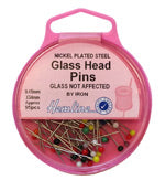 Hemline glass headed pins 0.65mm x 34mm