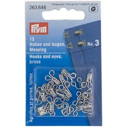 Prym Spring hooks and eyes - size 3 - silver-coloured